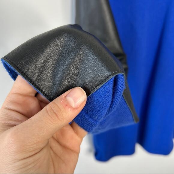 AIKO Sweater Womens Size Medium Blue Cashmere Blend Sheep Leather Colorful Moto - Picture 4 of 7